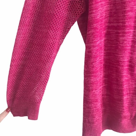 John + Jenn Space Dyed w/mesh Crewneck Pink L - Picture 4 of 9